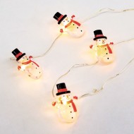 15 MINI LED ακρυλικά λαμπάκια χιονάνθρωπος με θερμό χρώμα φωτός & ασημί καλώδιο χαλκού IP20 με μήκος 140cm