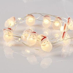 15 MINI LED ακρυλικά λαμπάκια SANTA με θερμό χρώμα φωτός & ασημί καλώδιο χαλκού IP20 με μήκος 140cm