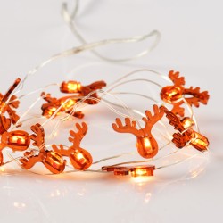 15 MINI LED ακρυλικά λαμπάκια τάρανδος με θερμό χρώμα φωτός & ασημί καλώδιο χαλκού IP20 με μήκος 140cm