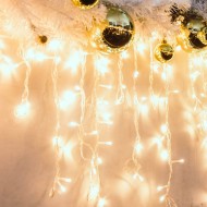 144 LED λαμπάκια βροχή 1,2W θερμό λευκό χρώμα  φωτός IP44 300x60cm με διάφανο καλώδιο