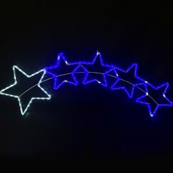 Διακοσμητικό 5 STARS 25W με 144 LED & 6m μονκάναλο φωτοσωλήνα ψυχρό & μπλε χρώμα φωτός  FLASH IP65 150x50cm 