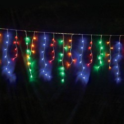 144 LED λαμπάκια βροχή  1,2W πολύχρωμα & δυνατότητα επέκτασης max 4 σετ  IP44 300x60cm με διάφανο καλώδιο