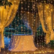  480 LED λαμπάκια κουρτίνα 5,2W  με θερμό χρώμα φωτός IP44 με διάσταση  300x300cm & διάφανο καλώδιο