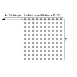 400 SMART LED πολύχρωμα λαμπάκια κουρτίνα με διάσταση 200x200cm με τηλεχειριστήριο & εφαρμογή IP44 