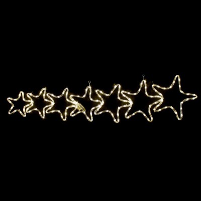 Επίστυλο σχέδιο 7 STARS με 144 LED & 6m φωτοσωλήνα σε θερμό χρώμα φωτός με μηχανισμό FLASH IP44 με διάσταση 119x37cm 