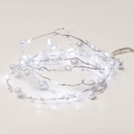 20 LED λαμπάκια με πέρλες 1.2W ψυχρό λευκό χρώμα φωτός με ασημί καλώδιο χαλκού IP20 & μήκος 2m