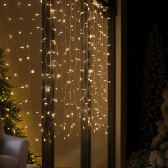 360 LED λαμπάκια κουρτίνα 20 σειρές x18 λαμπτήρες με θερμό χρώμα φωτός IP44 200x200cm διάφανο καλώδιο