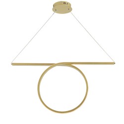 Κρεμαστό φωτιστικό LED 43W θερμό φως 3000k 2580lm 88x17xh120cm με ορειχάλκινο χρώμα αλουμινίου IP20
