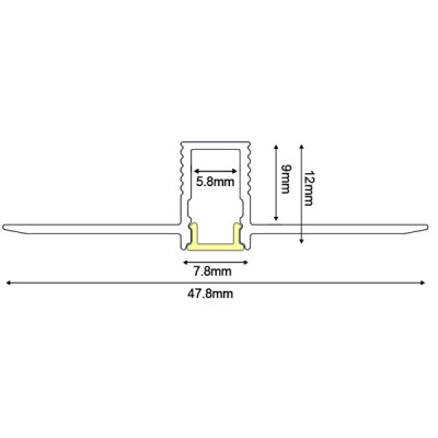 Προφίλ αλουμινίου LATE ULTRA MINI P129N 12x47.8mm χωνευτό με οπάλ κάλυμμα για λωρίδες και ταινίες 2m/pc Προφίλ αλουμινίου LATE ULTRA MINI P129N 12x47.8mm χωνευτό με οπάλ κάλυμμα για λωρίδες και ταινίες 2m/pc