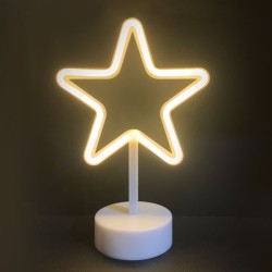 Διακοσμητικό φωτιστικό LED NEON αστέρι 2.4W με λειτουργία μπαταρίας ή μέσω USB μπλε χρώμα φωτός κατάλληλο για εσωτερικό χώρο IP20