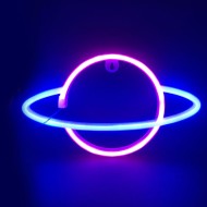 Διακοσμητικό φωτιστικό LED NEON πλανήτης 2.4W με λειτουργία μπαταρίας ή μέσω USB σε μπλε & ροζ χρώμα φωτός κατάλληλο για εσωτερικό χώρο IP20