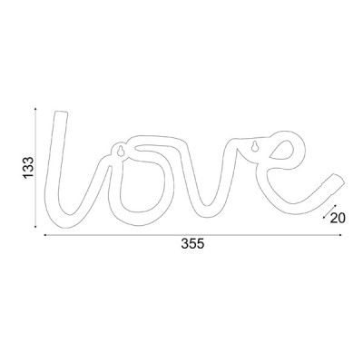 Διακοσμητικό φωτιστικό LED NEON Love 2.4W με λειτουργία μπαταρίας ή μέσω USB σε θερμό χρώμα φωτός κατάλληλο για εσωτερικό χώρο IP20