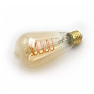 Λάμπα LED COG SPIRAL αβοκάντο ST64 ντουί Ε27 6W 1800Κ θερμό λευκό φως ντιμαριζόμενη με μελί κάλυμμα 