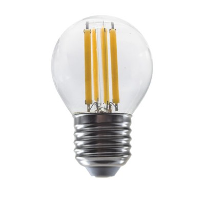 Διακοσμητική λάμπα led filament Ε27 6W 230V 4000k ενδιάμεσο λευκό φως 770 lumen σφαιρική G45 διάφανη