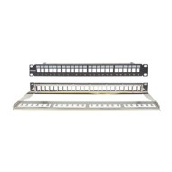 Patch Panel κενό CAT5e/CAT6 UTP με 24 θύρες 19" 1U και διαχειριστή καλωδίων