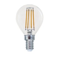 Διακοσμητική λάμπα led filament σφαιρική διάφανη E14 4W 230V 4000k ενδιάμεσο λευκό φως 490lm