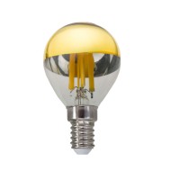 Λάμπα led filament σφαιρική Ε14 5W 230V ντιμαριζόμενη 2700k θερμό λευκό φως 620 lumen διάφανη με χρυσό κάλυμμα