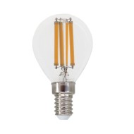 Διακοσμητική λάμπα led filament σφαιρική διάφανη E14 6W 230V 6500k ψυχρό λευκό φως 780lm