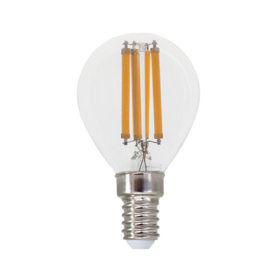 Διακοσμητική λάμπα led filament σφαιρική διάφανη E14 7W 230V 4000k ενδιάμεσο λευκό φως 900lm