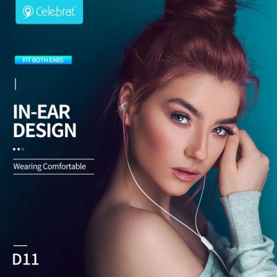 Ακουστικά ενσύρματα CELEBRAT earphones με μικρόφωνο D11 3.5mm με μήκος καλωδίου 1.2m σε μαύρο χρώμα