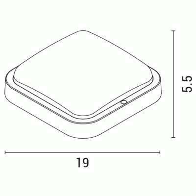 Led απλίκα λευκή τετράγωνη 190x190x55 18W ενδιάμεσο λευκό φως 4000k 1350lm δέσμης 110° IP54