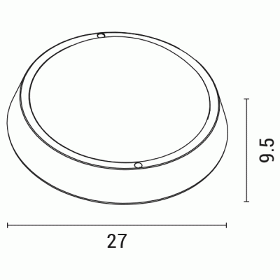 Led απλίκα λευκή στρόγγυλη Φ270x93 24W ενδιάμεσο φως 4000k 1800lm δέσμης 110° στεγανή IP65