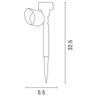 Ηλιακό φωτιστικό κήπου καρφωτό κινητό Φ55x325mm ενδιάμεσο λευκό φως 4000k δέσμης 90° στεγανότητας IP44