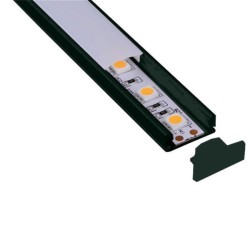 Προφίλ αλουμινίου εξωτερικό 2000x17x8mm με γωνία δέσμης 90° σε μαύρο χρώμα