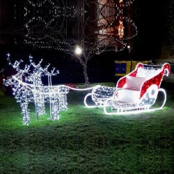 Έλκηθρο με ταράνδους 3D λευκή φωτοσωλήνα led και λευκά - κόκκινα led 500x190 IP65 Έλκηθρο με ταράνδους 3D λευκή φωτοσωλήνα led και λευκά - κόκκινα led 500x190 IP65
