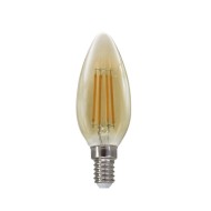 Λάμπα led filament κεράκι Ε14 5W 230V 2700k θερμό λευκό φως 680lumen 30000h ντιμαριζόμενη με μελί κάλυμμα