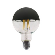 Λάμπα led filament G95 ανεστραμμένου καθρέπτου 2700k θερμό λευκό φως Ε27 8W 230V ντιμαριζόμενη με μαύρο κάλυμμα 