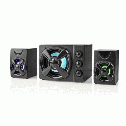 Στερεοφωνικά ηχεία gaming Nedis 2.1 με φωτισμό LED 33W τροφοδοσία μέσω USB σε μαύρο χρώμα 