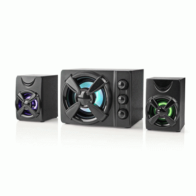Στερεοφωνικά ηχεία gaming Nedis 2.1 με φωτισμό LED 33W τροφοδοσία μέσω USB σε μαύρο χρώμα 