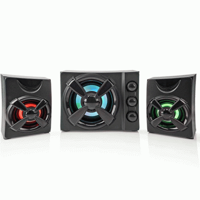 Στερεοφωνικά ηχεία gaming Nedis 2.1 με φωτισμό LED 33W τροφοδοσία μέσω USB σε μαύρο χρώμα 
