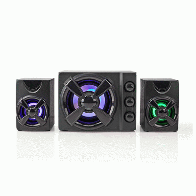 Στερεοφωνικά ηχεία gaming Nedis 2.1 με φωτισμό LED 33W τροφοδοσία μέσω USB σε μαύρο χρώμα 