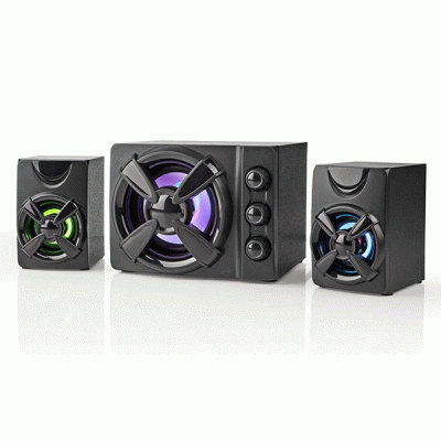 Στερεοφωνικά ηχεία gaming Nedis 2.1 με φωτισμό LED 33W τροφοδοσία μέσω USB σε μαύρο χρώμα 