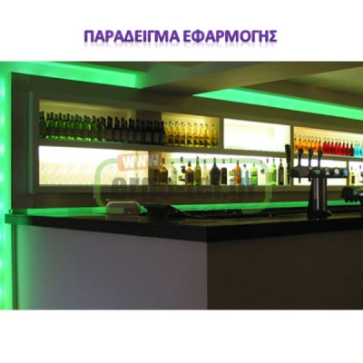 Led ταινία 5m 4.8W/m 24VDC 8mm πράσινο φως IP65 στεγανή αυτοκόλλητη κατάλληλη για εξωτερικό χώρο