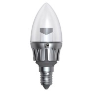 Λάμπα led C37 κερί Ε14 5W 230V 3000k θερμό λευκό φως 360 lumen ασημί σώμα διάφανο γυαλί