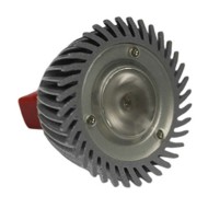 Λάμπα led ισχύος MR16 3W 12V AC/DC πράσινο φως ντιμαριζόμενη δέσμης 10° αλουμινίου ασημί