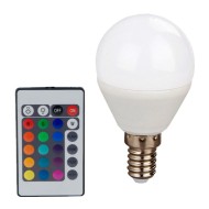 Λάμπα smart led σφαιρική 4W E14 230V RGB +3000k εναλλαγής χρωμάτων με τηλεχειριστήριο