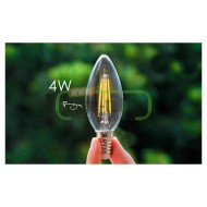 Διακοσμητική λάμπα led filament Ε14 4W 230V 2800k θερμό λευκό φως 450 lumen κερί C35 διάφανο