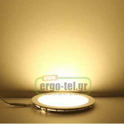Led panel απόχρωση ξύλου στρογγυλό χωνευτό 3W 230V 3000k θερμό λευκό φως 120° 250lm