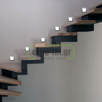 Led φωτιστικό επίτοιχο τετράγωνο 91x91mm γκρι 1W 230V θερμό φως στεγανό IP54