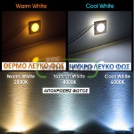 Led φωτιστικό επίτοιχο τετράγωνο 71x71mm σαγρέ σκουριά 0.6W 230V ψυχρό φως στεγανό IP54
