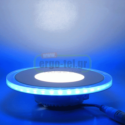 Led panel λευκό στρογγυλό χωνευτό με 3 επιλογές ψυχρού & μπλε φωτός 24W 230V 1900lm
