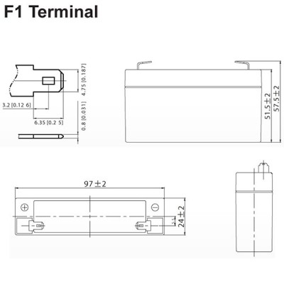 Μπαταρία μολύβδου ULTRACELL 6V 1.3Ah τύπος terminal F1 97x24x52