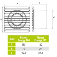 Εξαεριστήρας μπάνιου Φ100 8W 2400rpm 230V 93 m³/h 26dB airRoxy Planet Energy 100 S