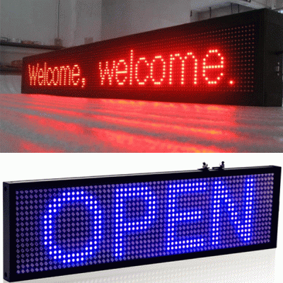 Ηλεκτρονική επιγραφή LED μονής όψης 64cmx32cm αδιάβροχη Ελληνικής κατασκεύης μπλε χρώμα