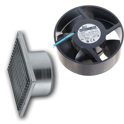 Εξαεριστήρας τζακιου με περσίδα inox 150x150mm d100mm 18W 100m³/h 32db για υψηλές θερμοκρασίες