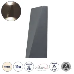 Επιτοίχια απλίκα LED kelvo® TRIANDE 10W 1200lm φυσικό λευκό 4500K IP65 γκρι ανθρακί ματ 8.5x8.5x20cm